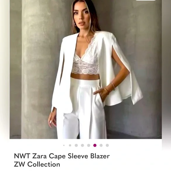 Zara Women Chic White Cape Blazer - Picture 2 of 4